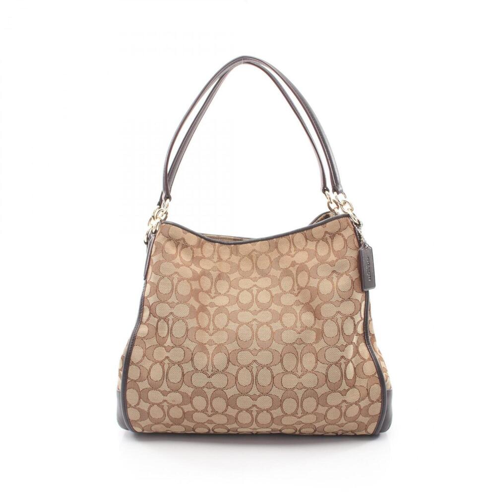 Coach Outline Signature Phoebe Shoulder Bag/Handbag, Canvas and Leather, Wome...